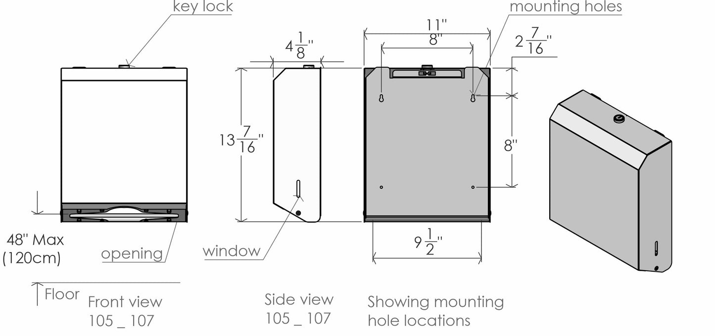 Frost White Paper Towel Dispenser Plans View