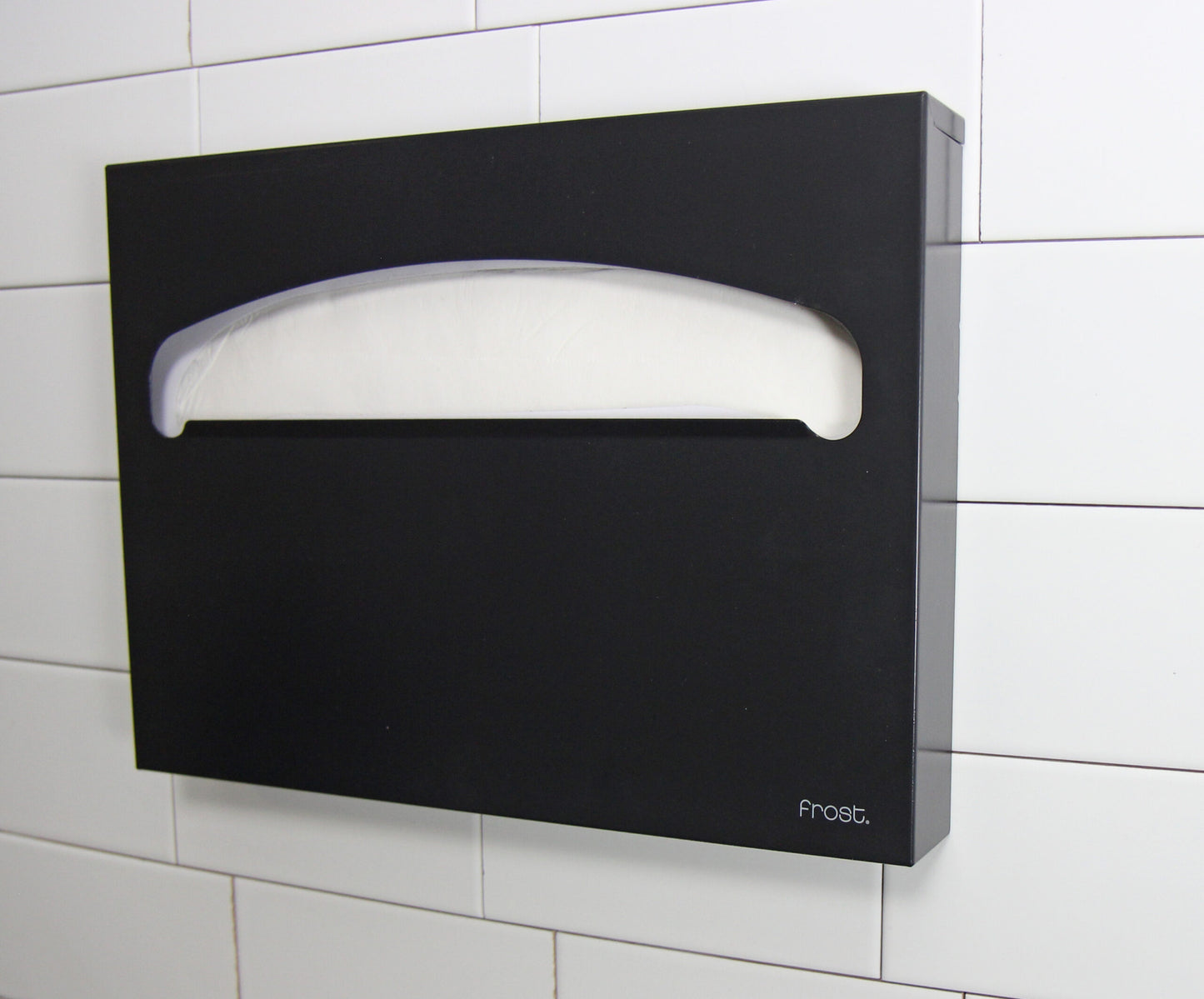 Frost Black Toilet Seat Cover Dispenser Side View