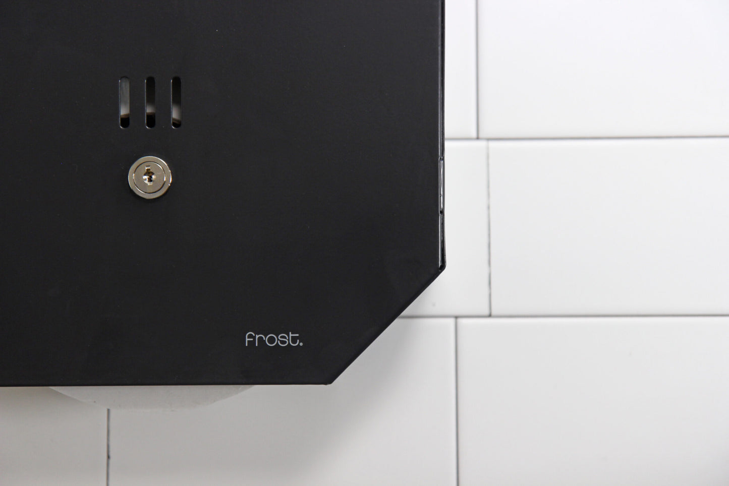 Frost Jumbo Black Toilet Tissue Dispenser Close View