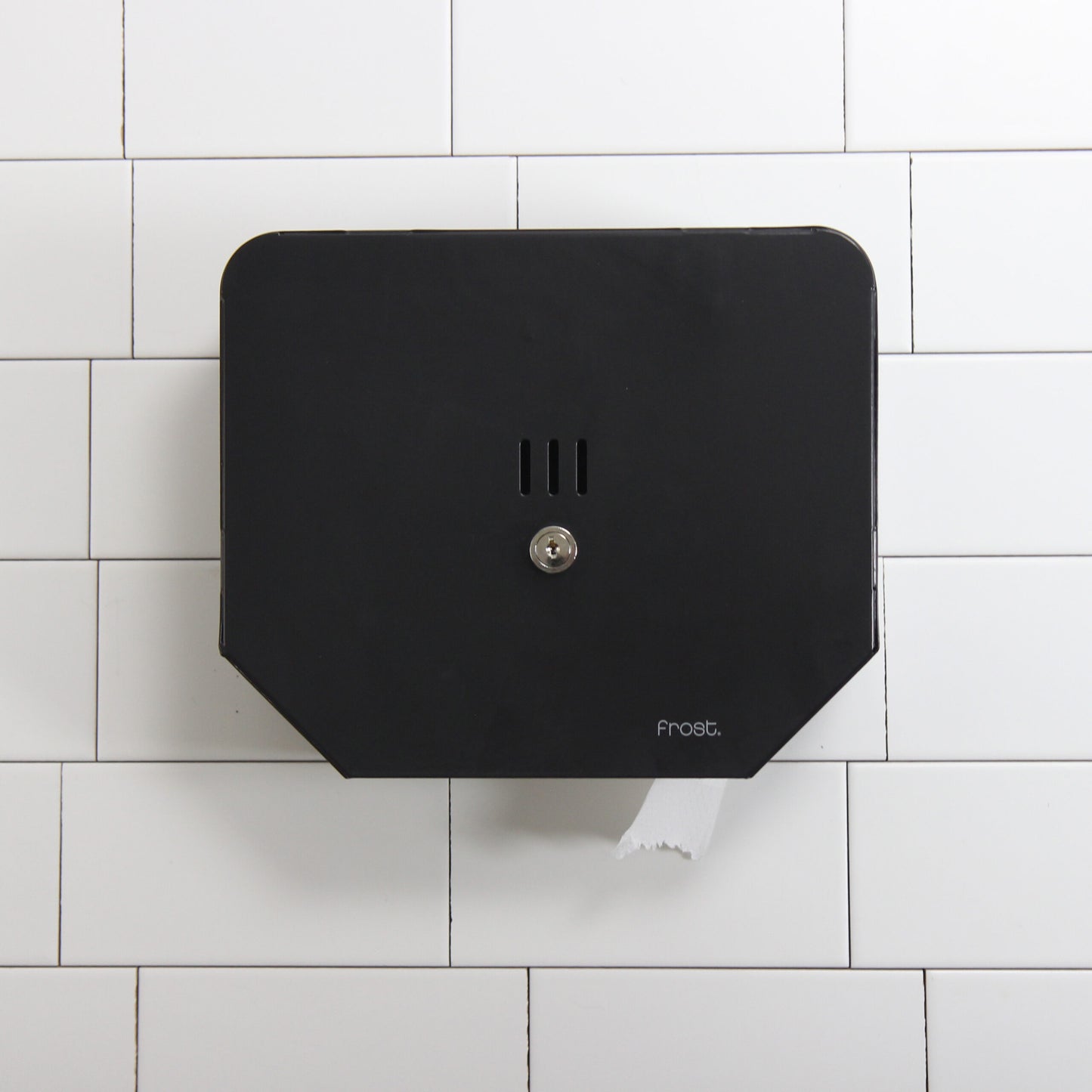 Frost Jumbo Black Toilet Tissue Dispenser Wall View