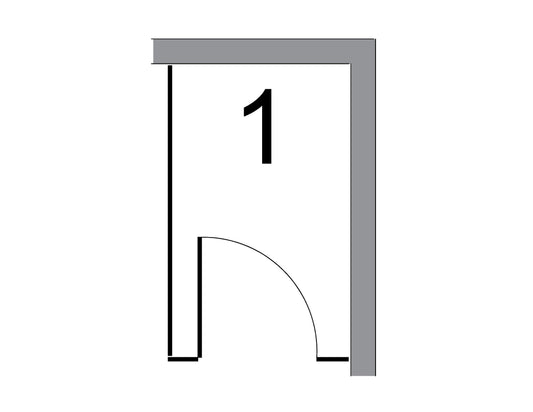 Cloisons coin droit avec 1 compartiment / sans compartiment accessible / Stratifié massif Charbon