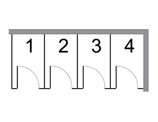 Right corner partitions with 4 compartments/no accessible compartment/White Phenolic