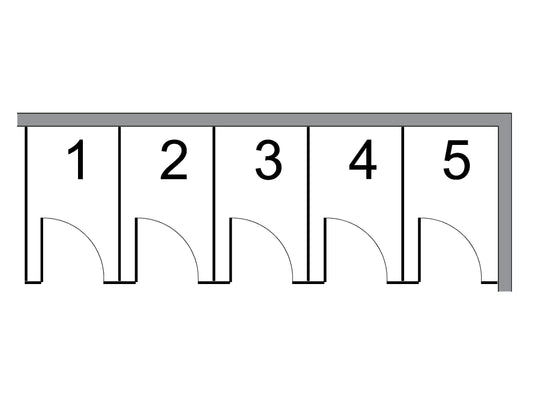 Right corner partitions with 5 compartments/no accessible compartment/White Phenolic