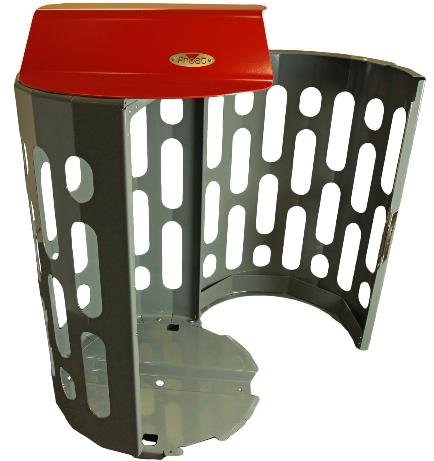 Frost outdoor waste receptacle red open