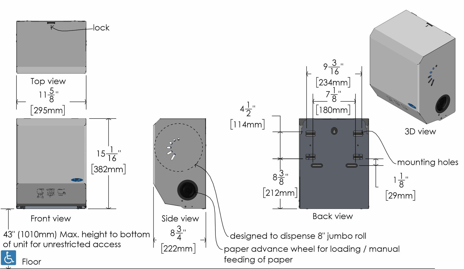 Frost SS Paper Towel Dispenser Plans View