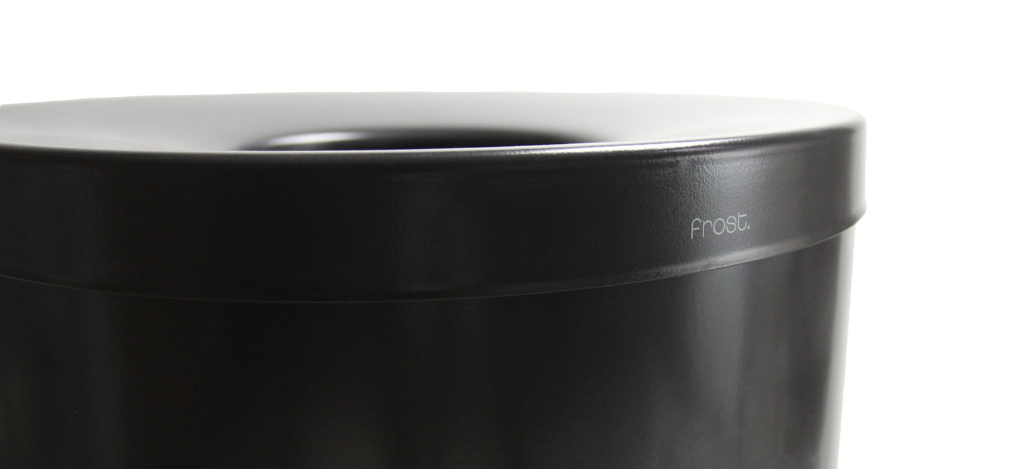 Frost Black Lobby Waste Receptacle Close View