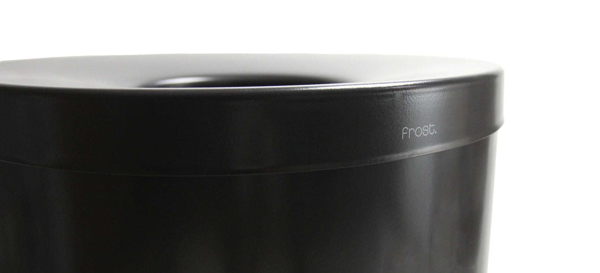 Frost Black Lobby Waste Receptacle Close View