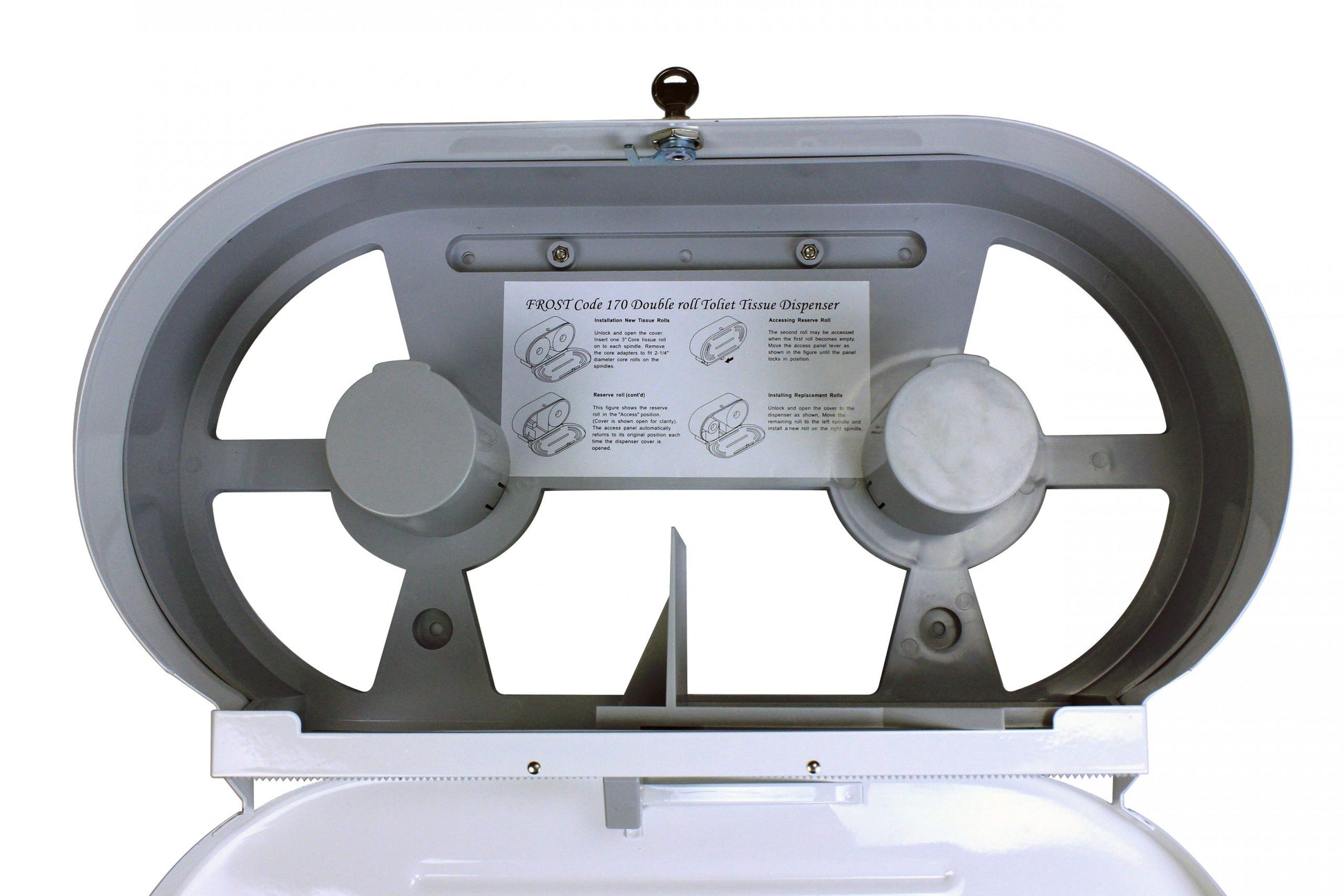 Frost White Jumbo Paper Towel Dispenser Open view