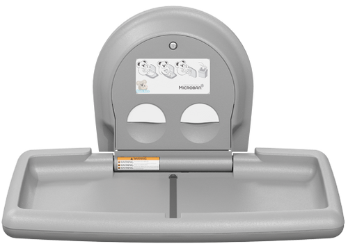 KB300-01SS - Table à langer horizontale grise Koala Kare, à montage en surface, avec placage en acier inoxydable