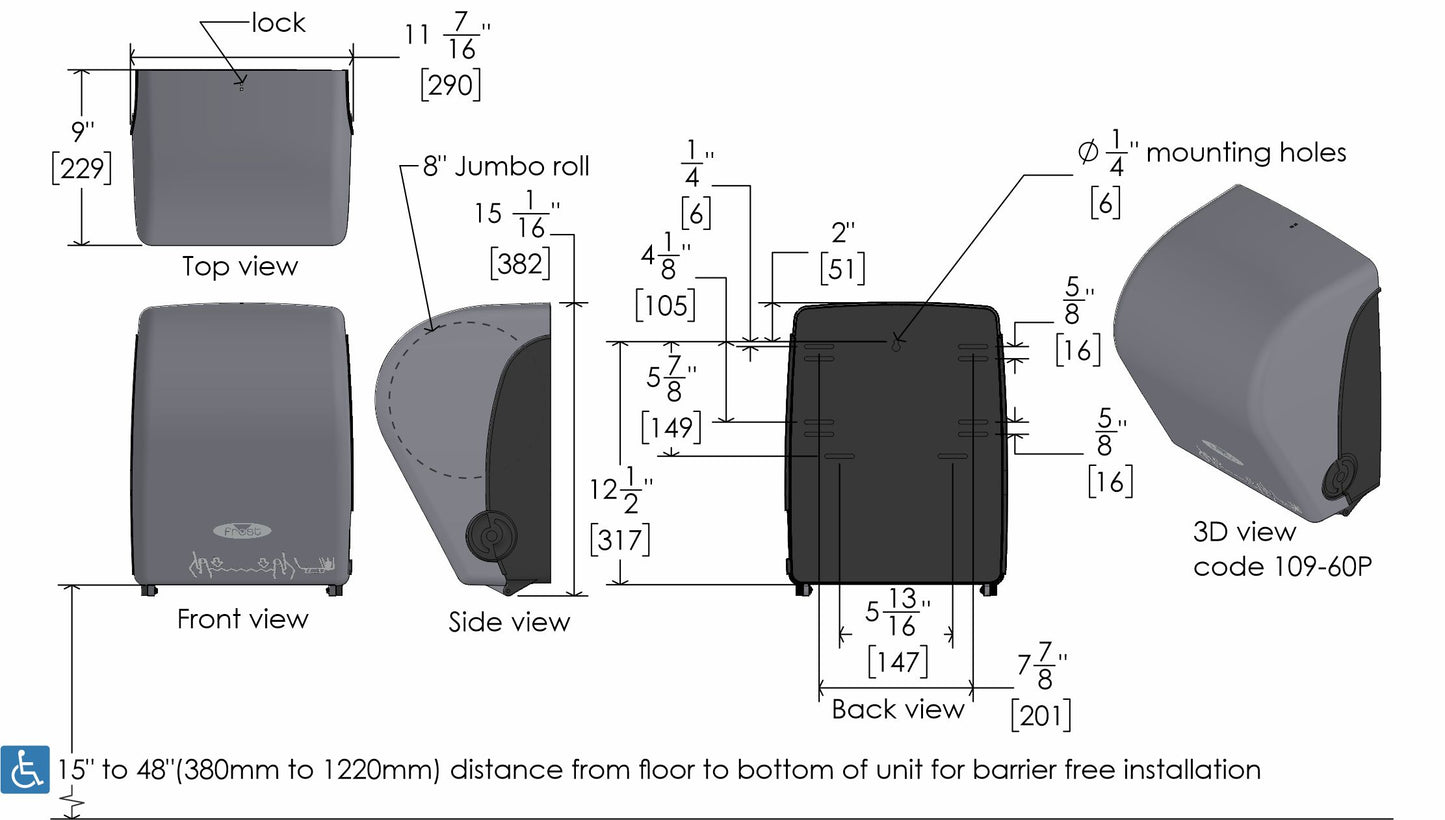 Frsot Mechanical Paper Towel Dispenser Plans View