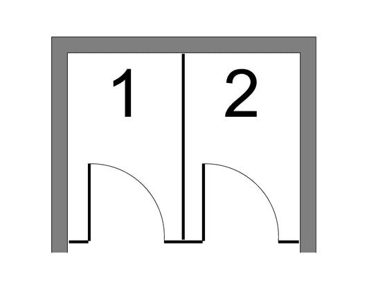 Between wall partitions with 2 compartments/no accessible compartment/White Phenolic
